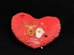 Pernă inimă Moș Crăciun și ren