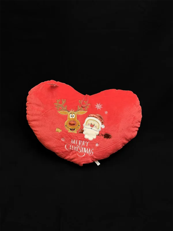 Pernă inimă Moș Crăciun și ren