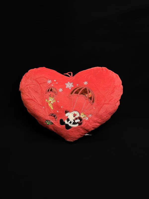 Pernă inimă Moș Crăciun cu parașută