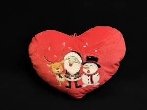 Pernă inimă Moș Crăciun, om de zăpadă și ren