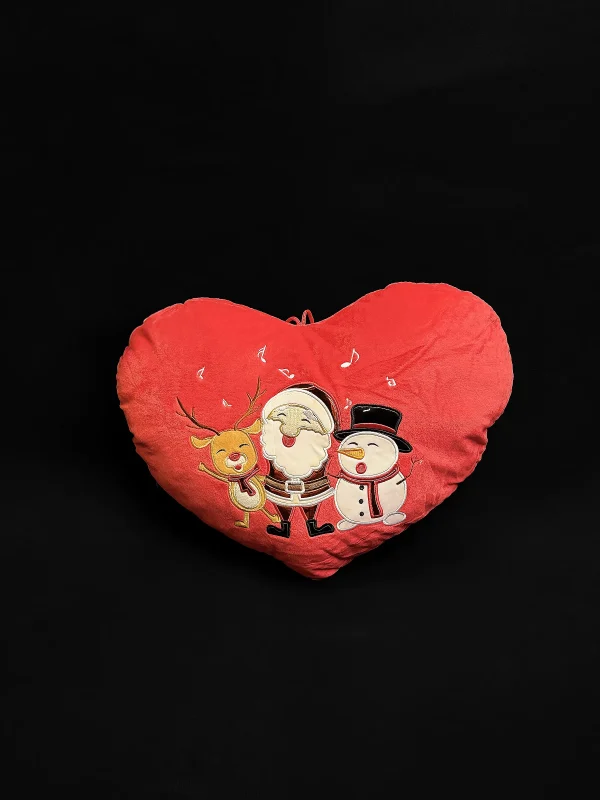 Pernă inimă Moș Crăciun, om de zăpadă și ren