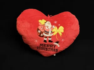 Pernă inimă Moș Crăciun cu sac