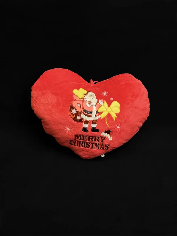 Pernă inimă Moș Crăciun cu sac