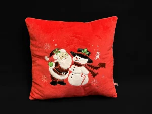 Pernă pătrată Moș Crăciun și om de zăpadă