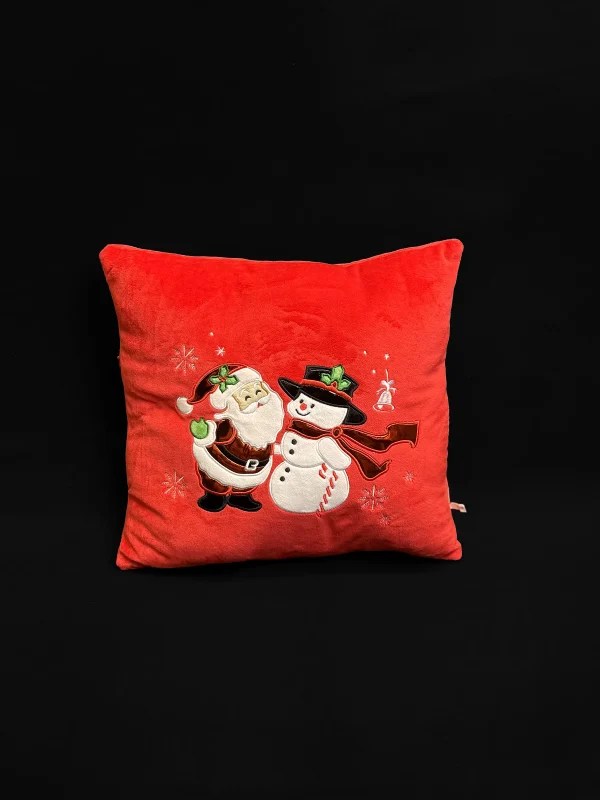 Pernă pătrată Moș Crăciun și om de zăpadă