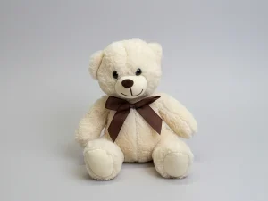 Ursulet-funda-maro-30-cm-21-lei Ursuleț Bej cu Fundiță Albă